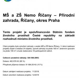 MŠ a ZŠ Nemo Říčany - Přírodní zahrada